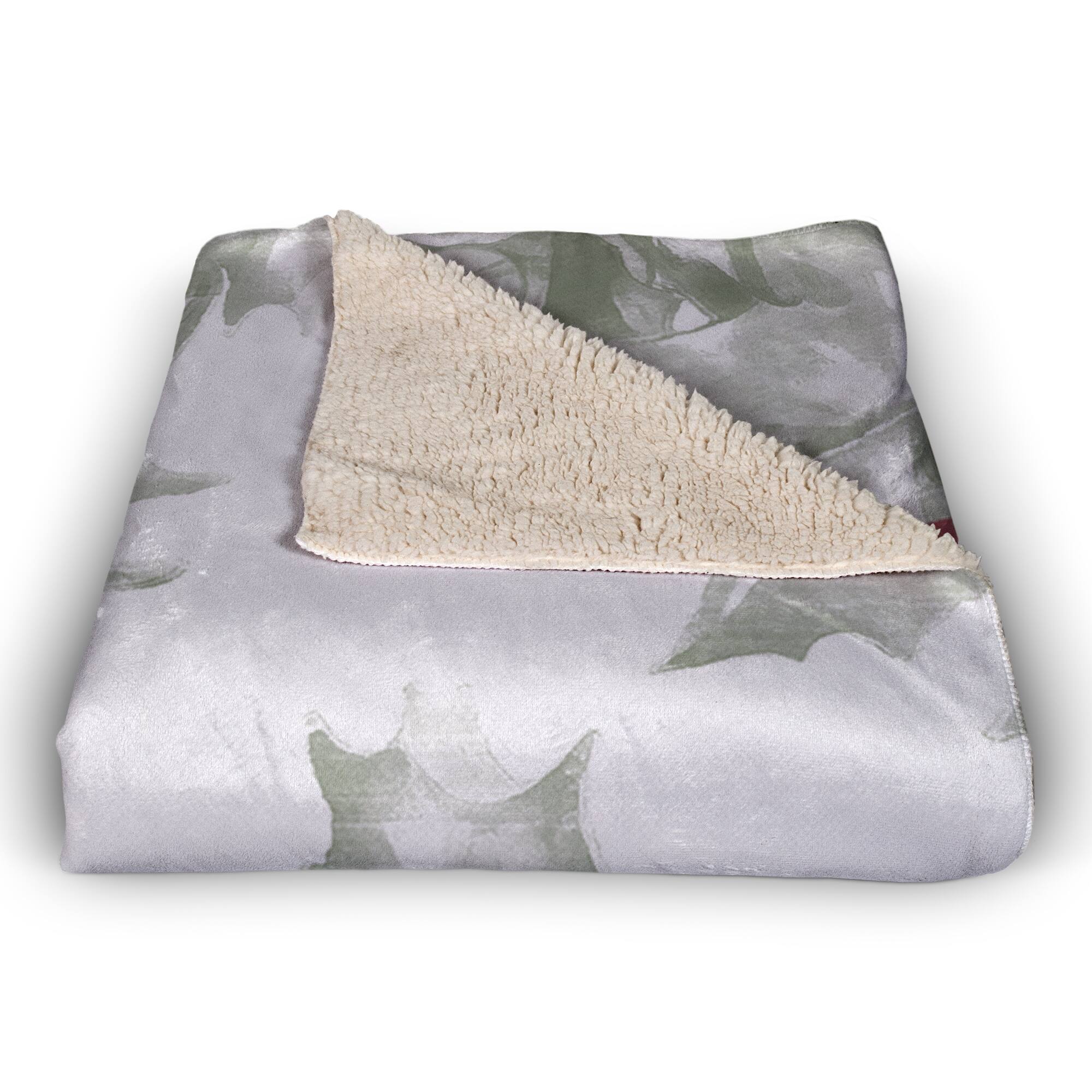 Holly Berry Leaves 50x60 Sherpa Fleece Blanket